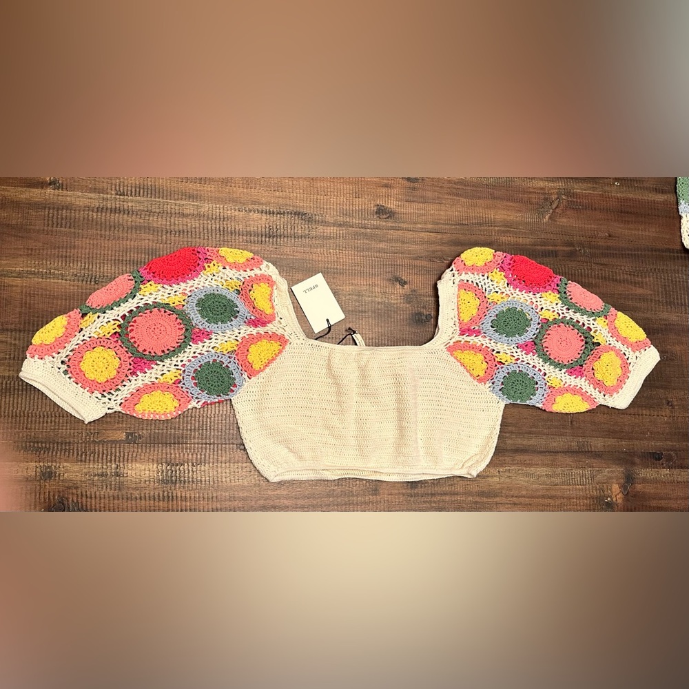 Spell & The Gypsy Collective Let the Sunshine in Crochet Top in Rainbow Sz M NWT - Picture 7 of 11